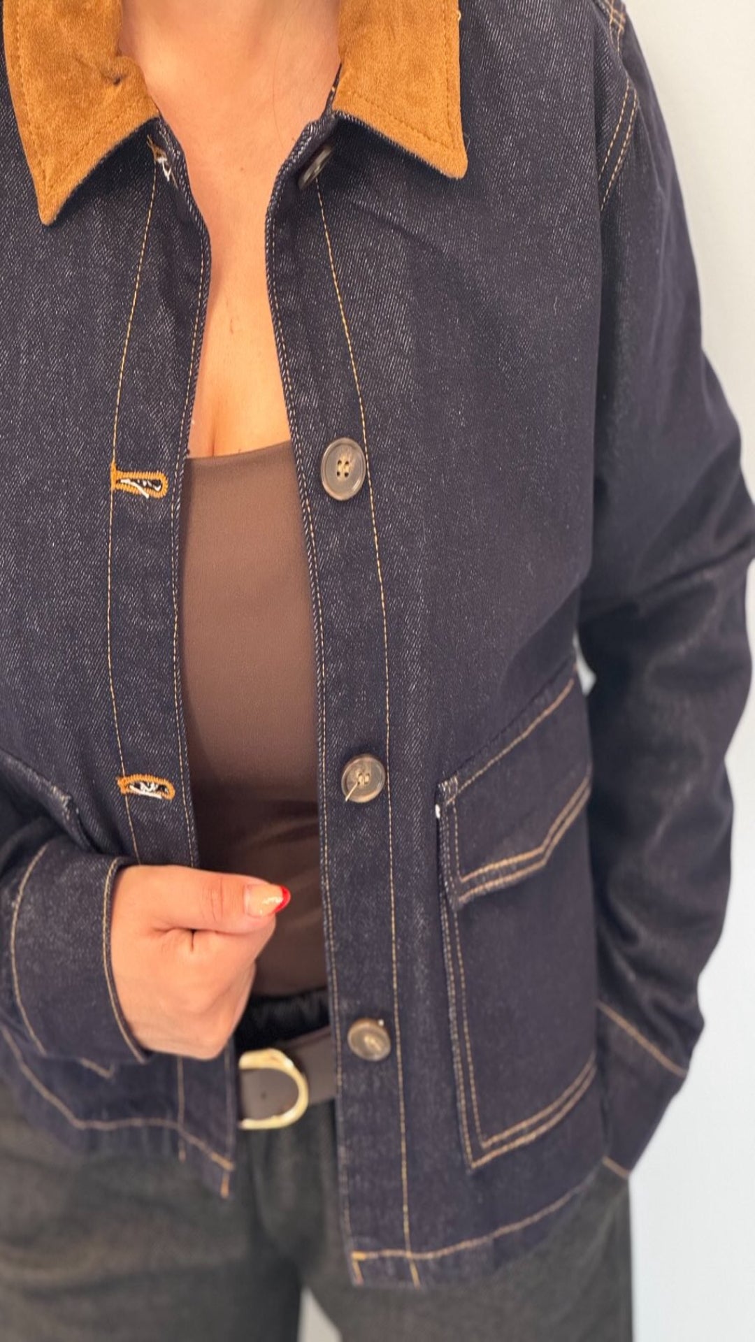 Cazadora denim solapa ante