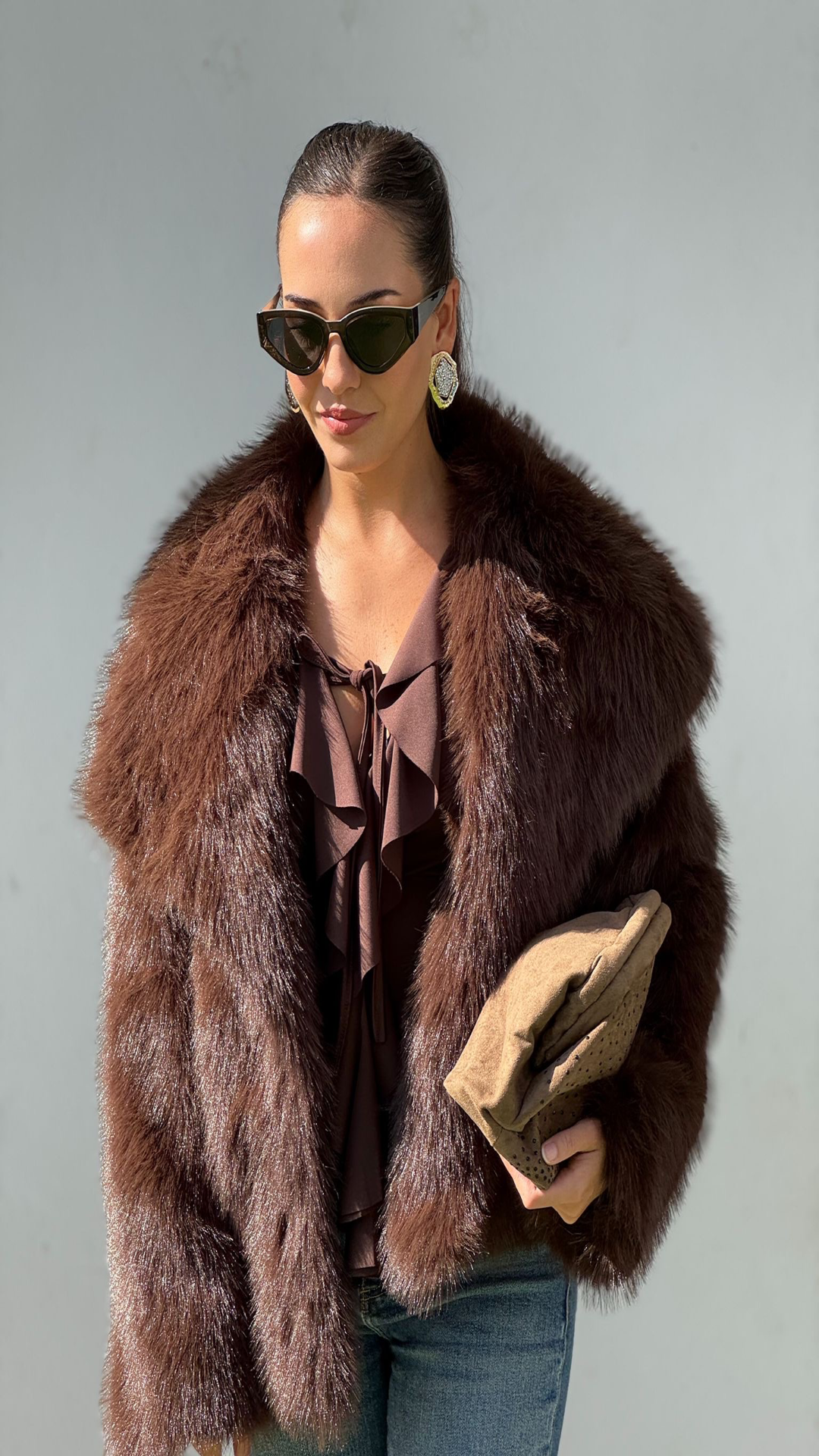 Cazadora corta efecto pelo