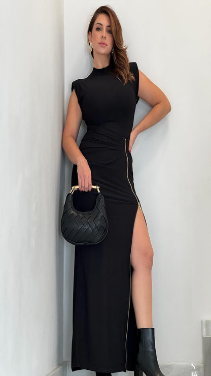 Vestido hombreras con cremallera
