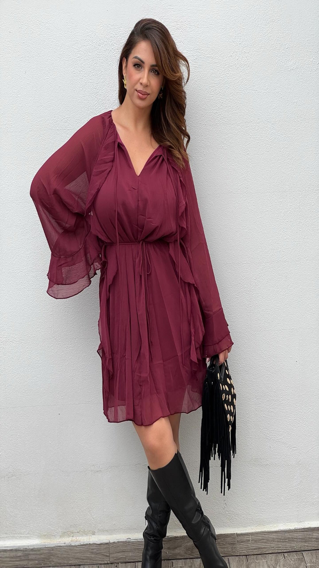 Vestido fluido volantes