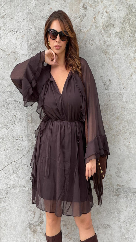 Vestido fluido volantes