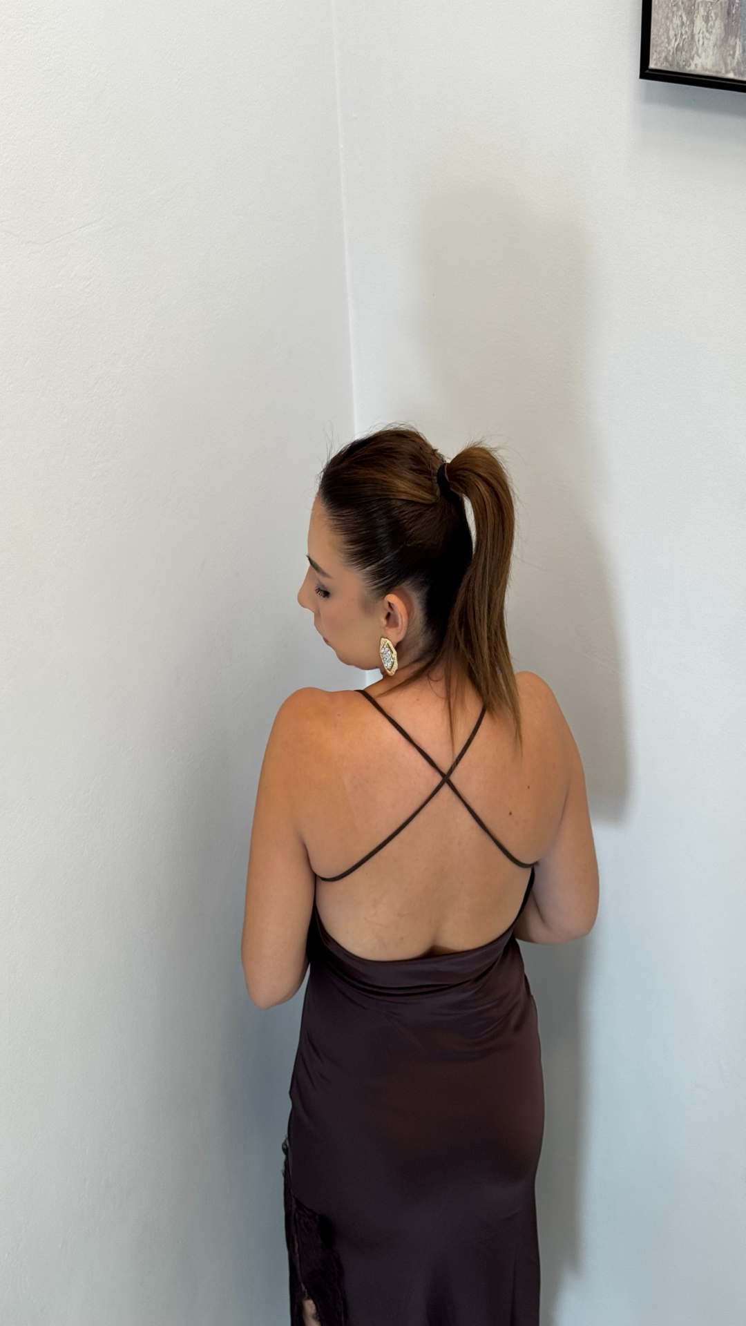 Vestido satinado encaje