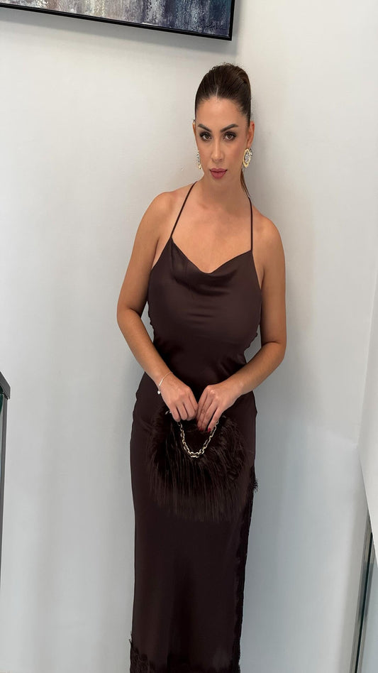 Vestido satinado encaje