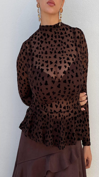 Top transparente corazones