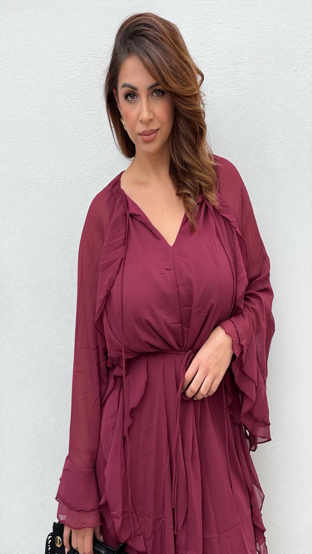 Vestido fluido volantes