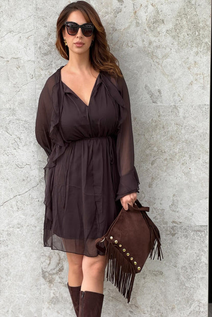 Vestido fluido volantes