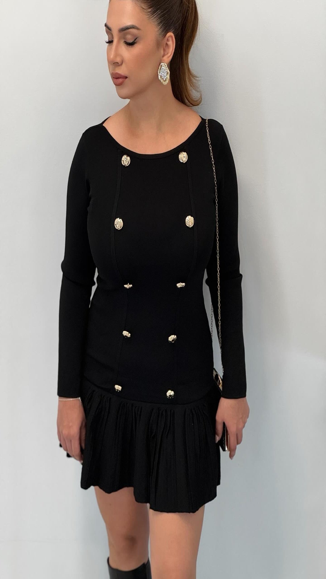 Vestido mini botones