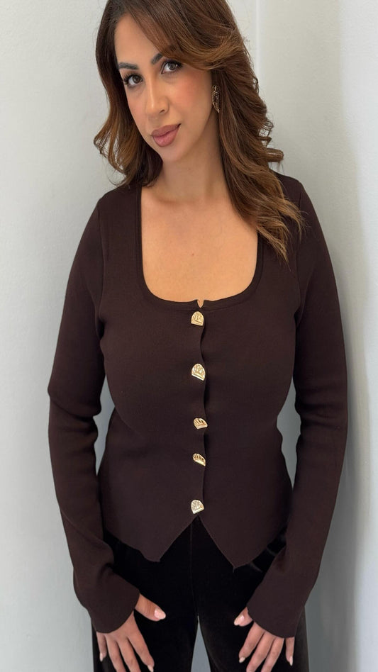 Chaqueta punto botón dorado