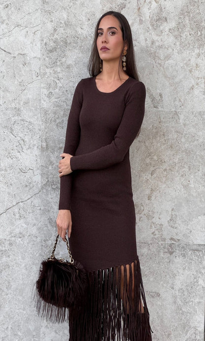 Vestido punto flecos