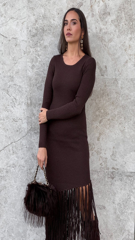 Vestido punto flecos