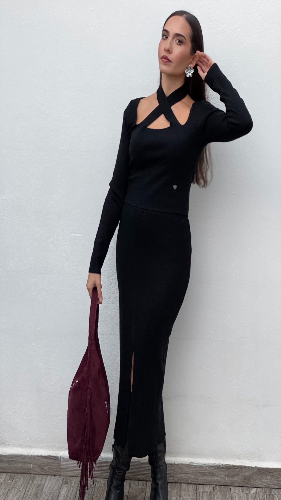 Conjunto top crop y falda