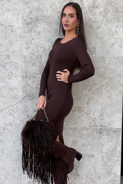 Vestido punto flecos