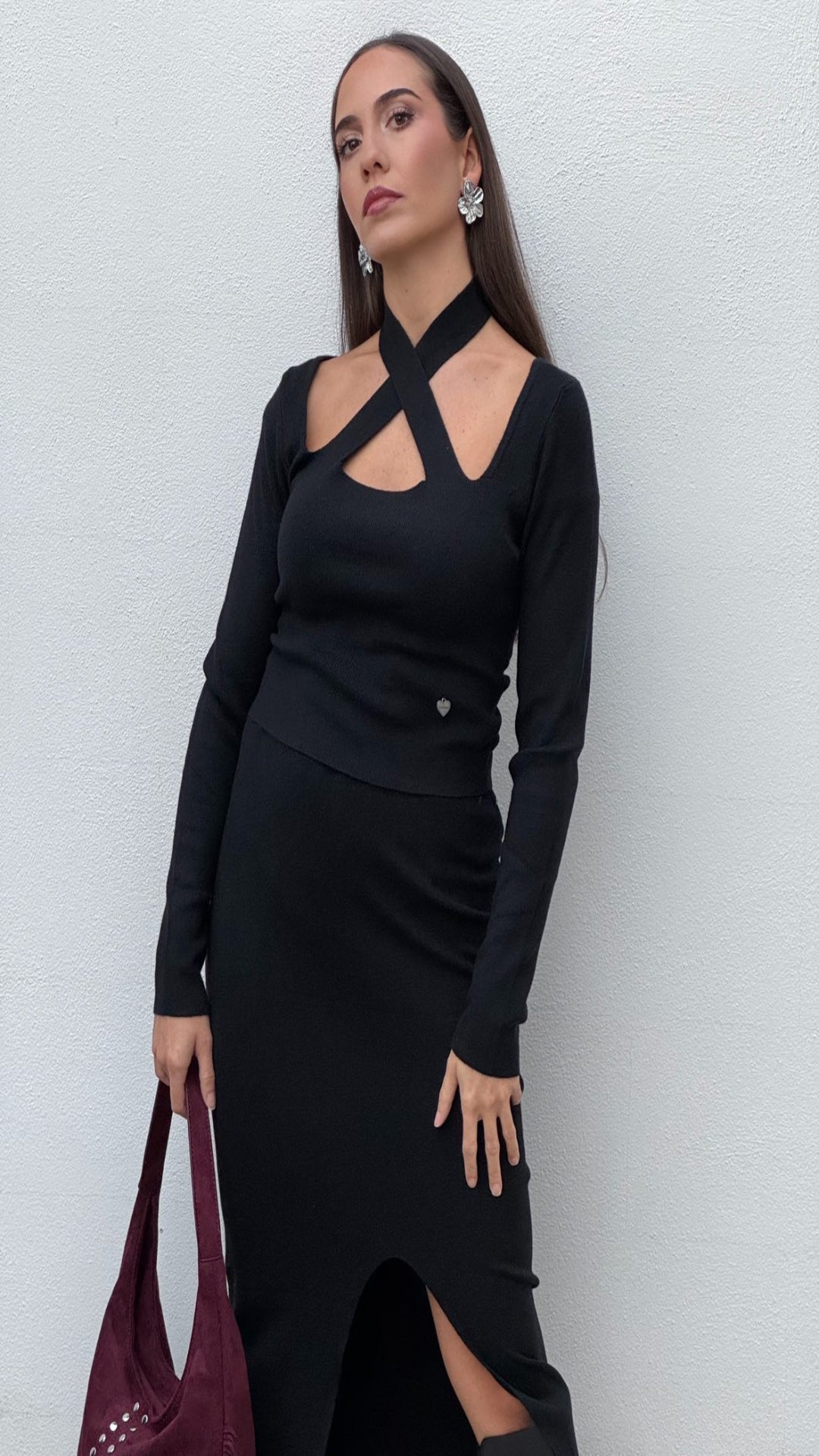 Conjunto top crop y falda