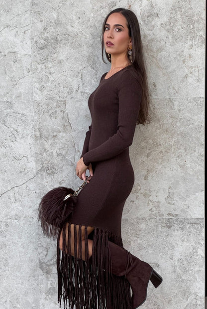 Vestido punto flecos
