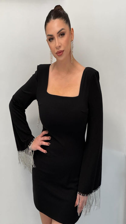 Vestido flecos brillos