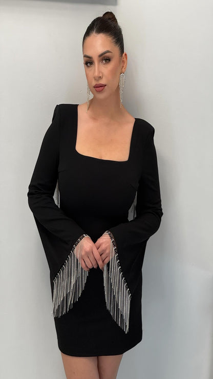 Vestido flecos brillos