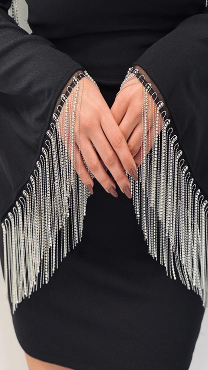 Vestido flecos brillos