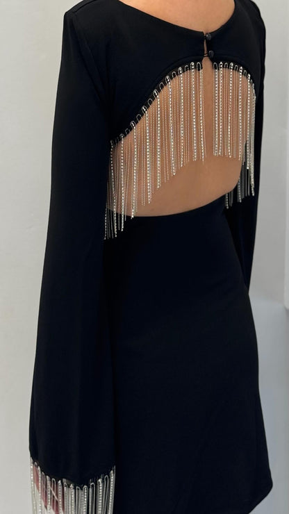 Vestido flecos brillos