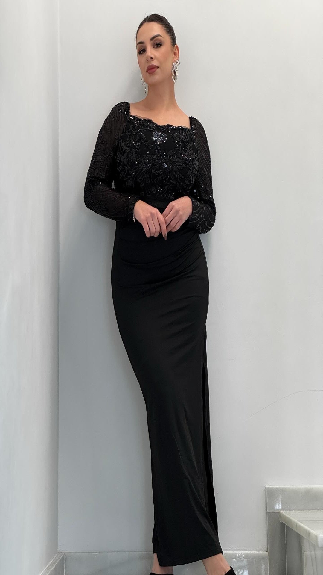 Vestido de fiesta semitransparente