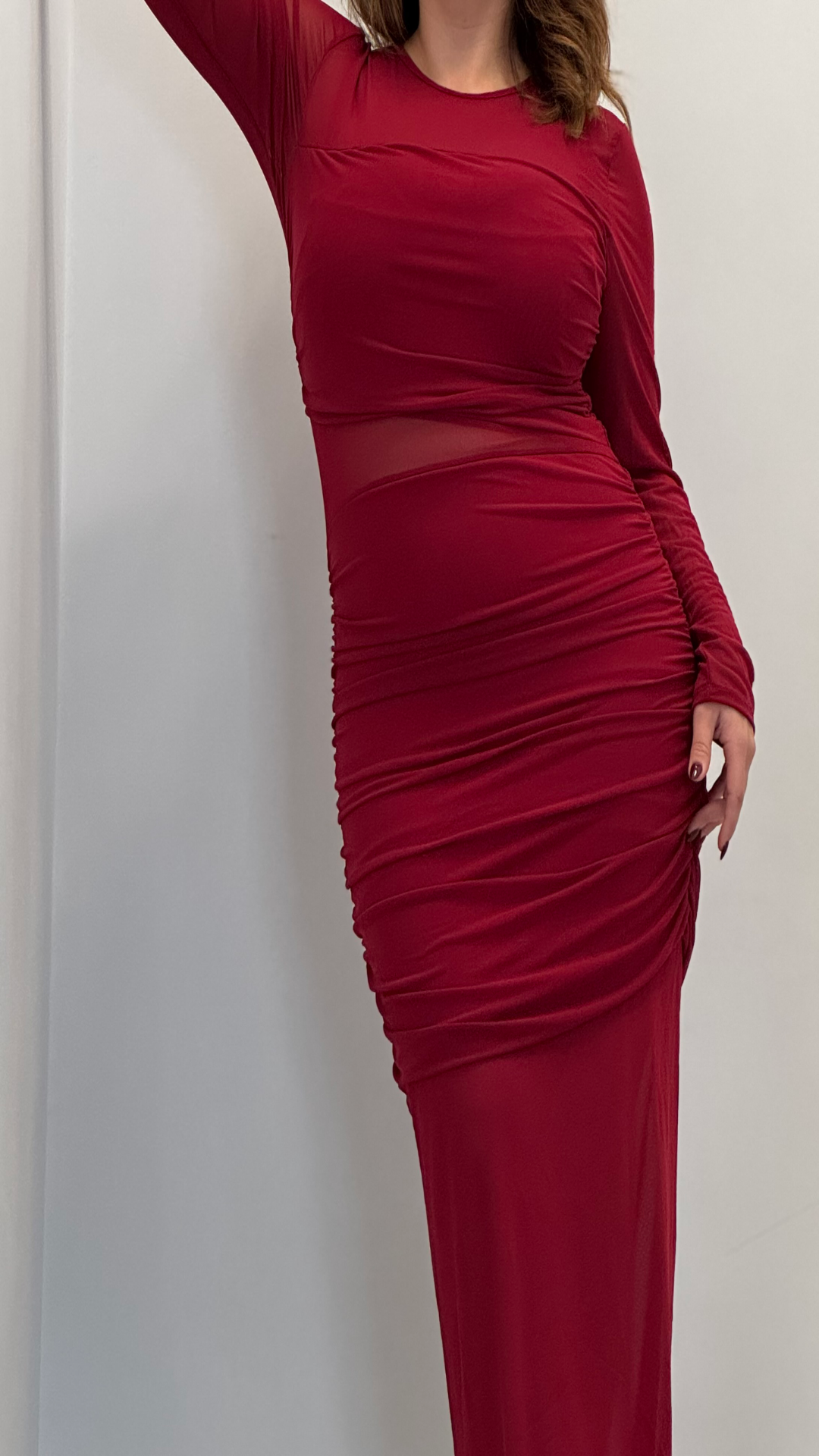 Vestido combinado transparencias