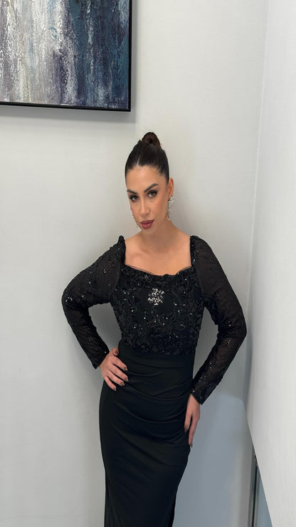 Vestido de fiesta semitransparente