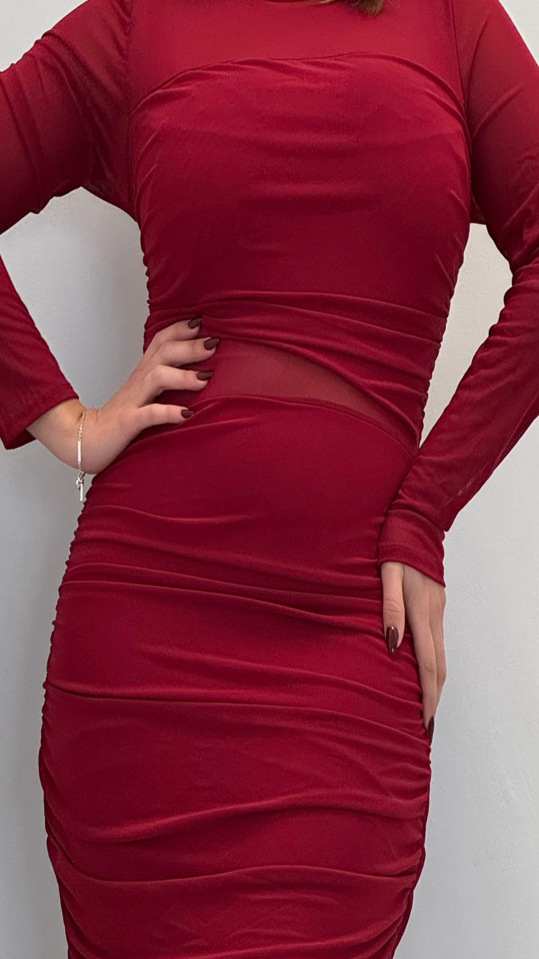 Vestido combinado transparencias