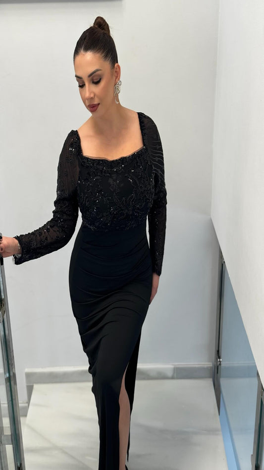 Vestido de fiesta semitransparente