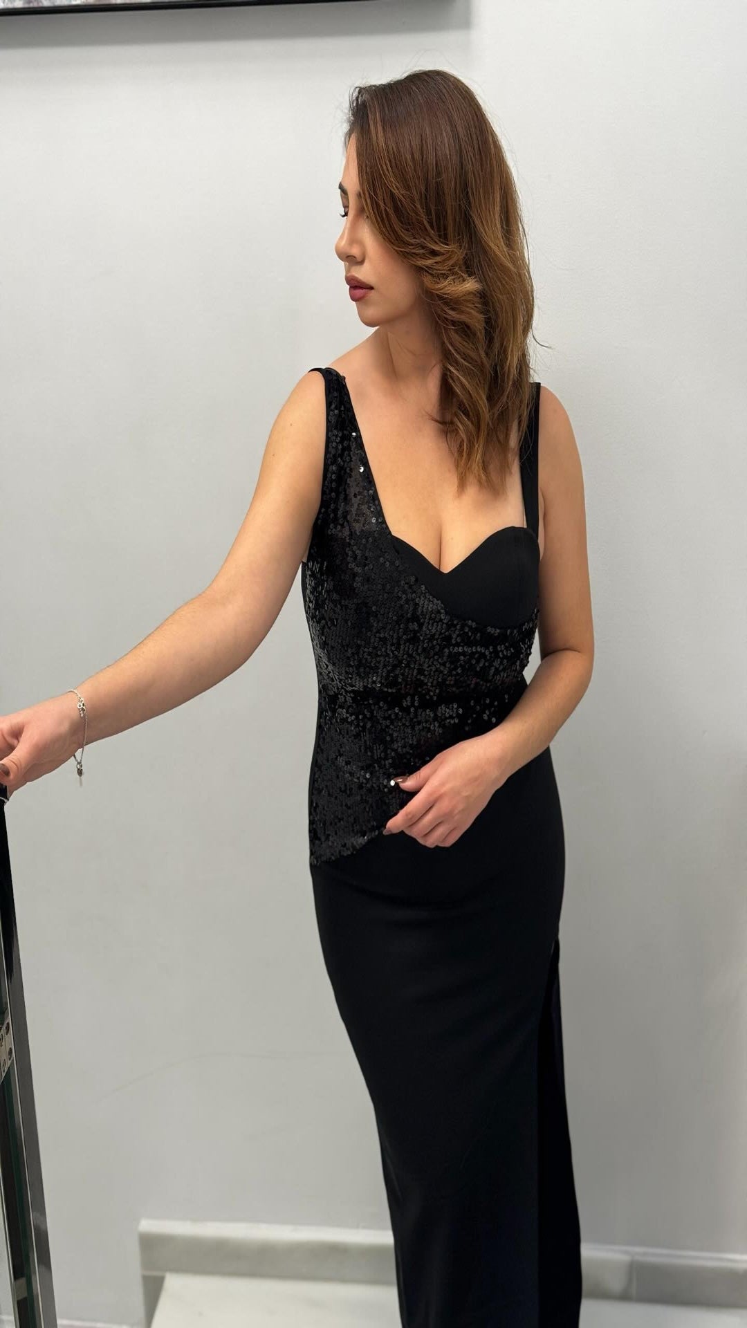 Vestido combinado lentejuelas