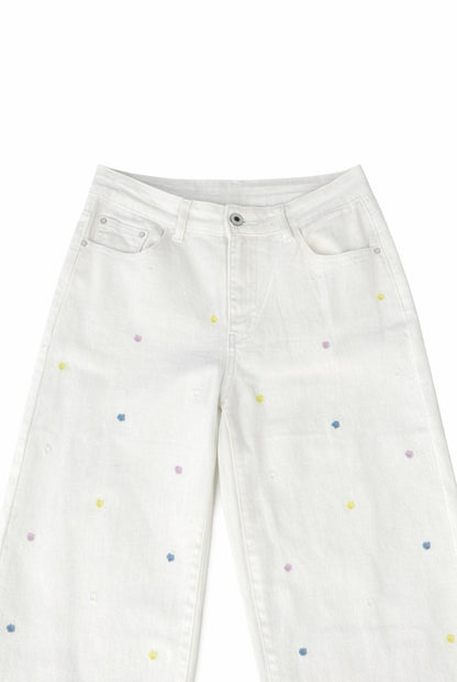 Jeans wide leg bordado