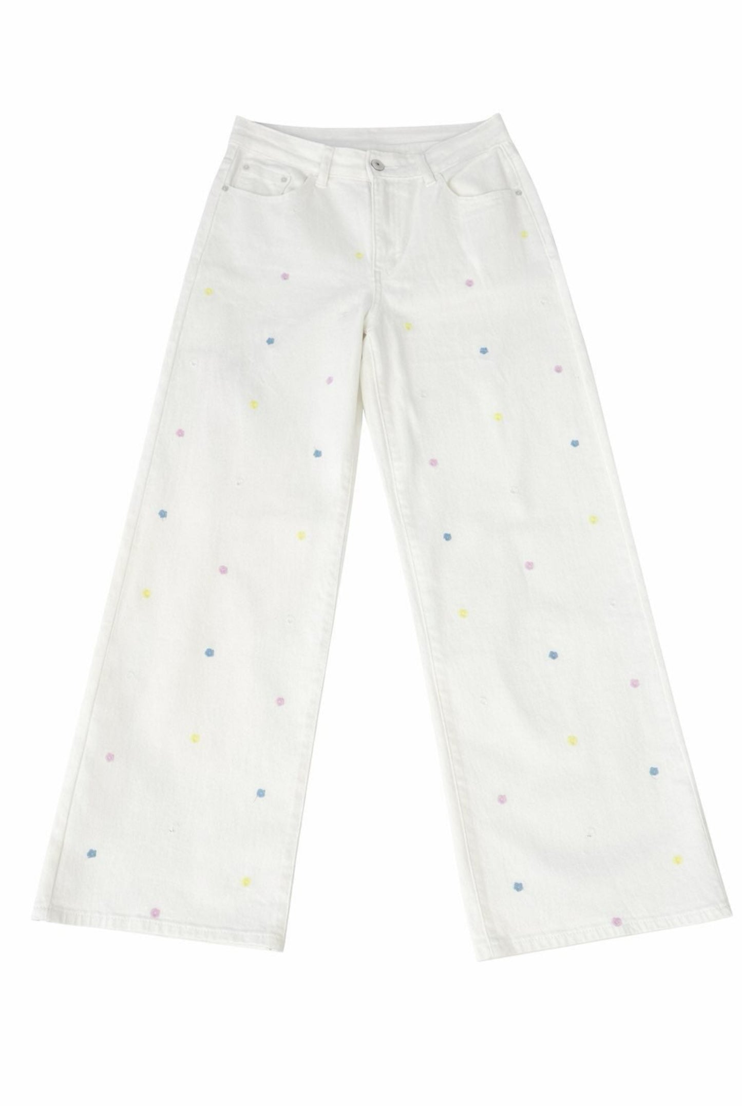 Jeans wide leg bordado