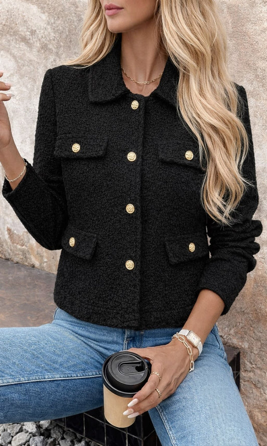 Cazadora bouclé botones