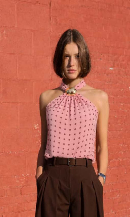 Top lunares con hebilla