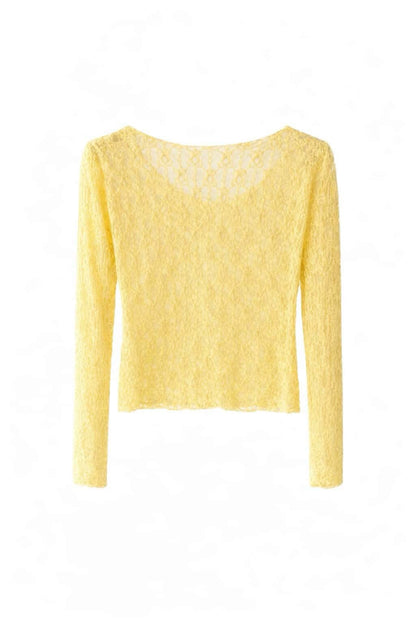 Top encaje maga larga