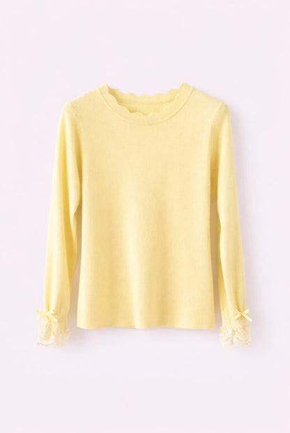 Top combinado encaje y lazo