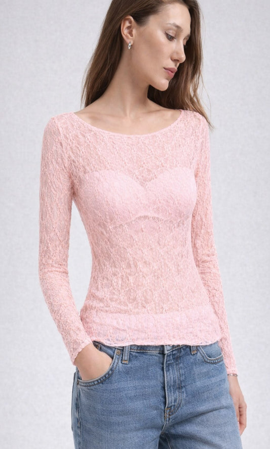 Top encaje manga larga