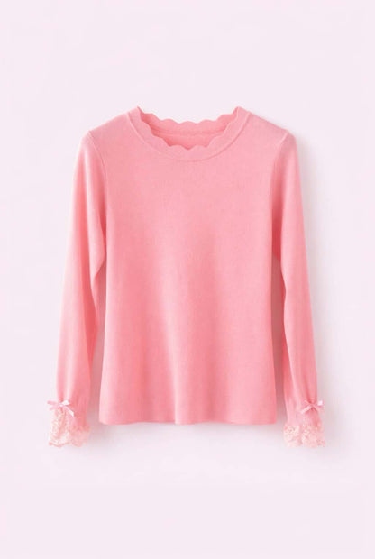 Top combinado encaje y lazo