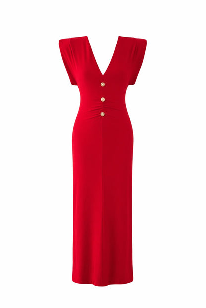Vestido midi hombreras