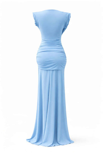 Vestido largo escote drapeado