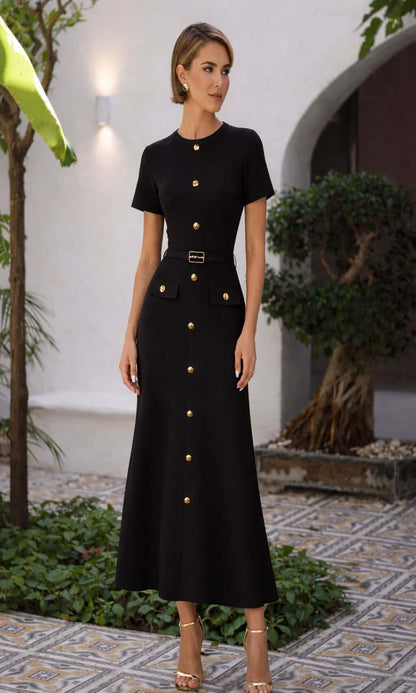 Vestido punto con cinturón