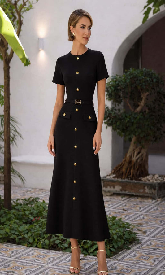 Vestido punto con cinturón
