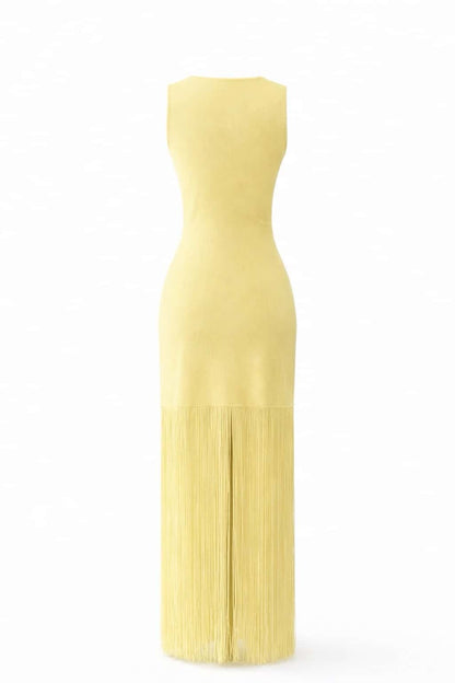 Vestido punto flecos