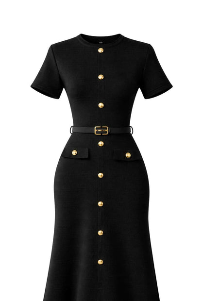 Vestido punto con cinturón