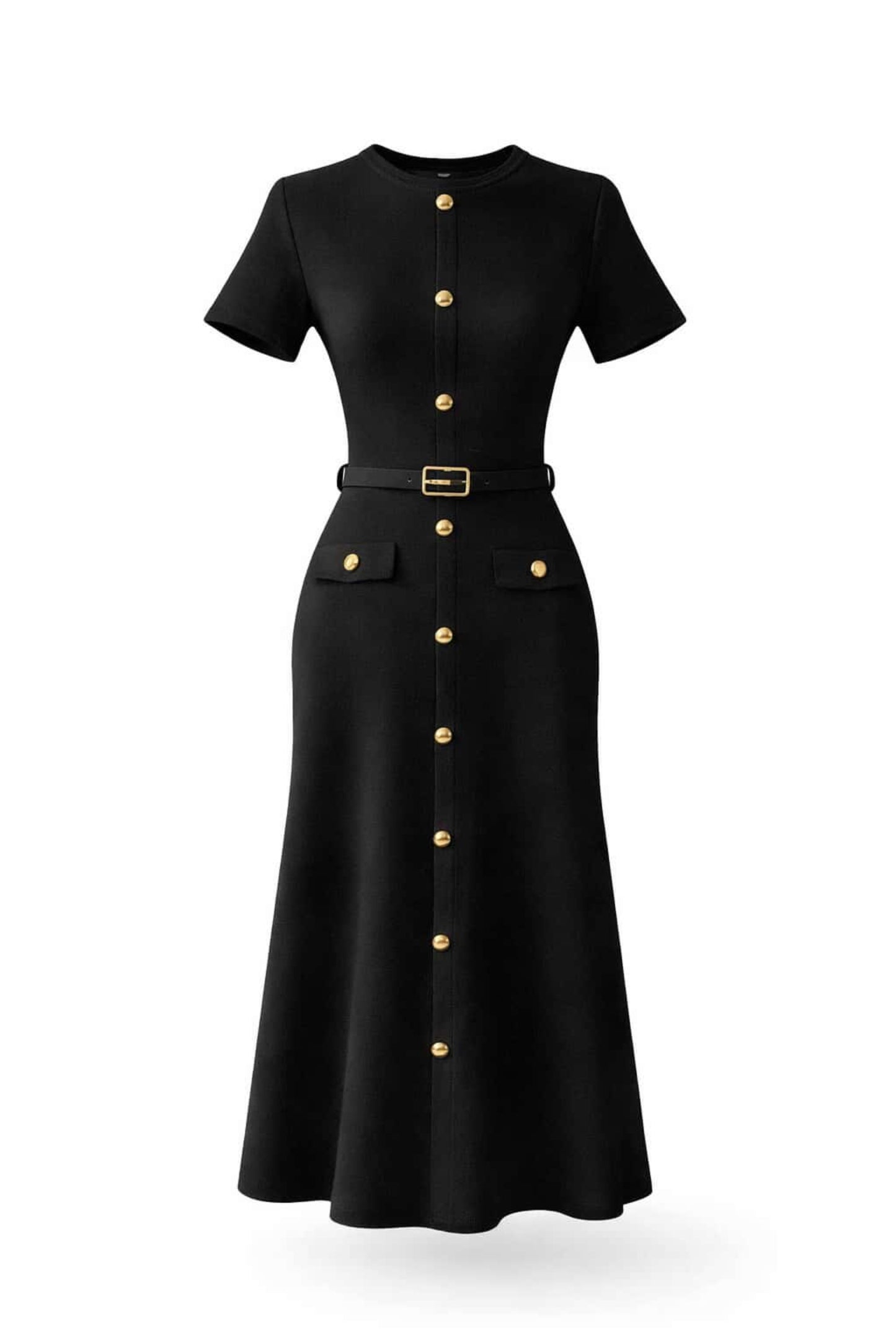 Vestido punto con cinturón