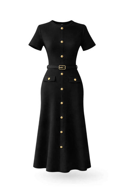Vestido punto con cinturón