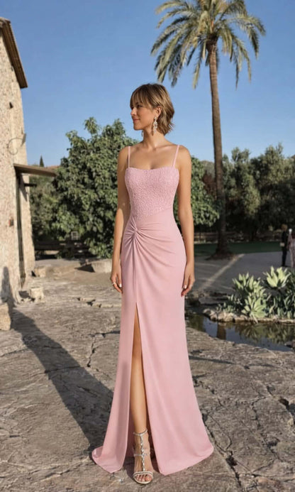 Vestido fiesta combinado encaje