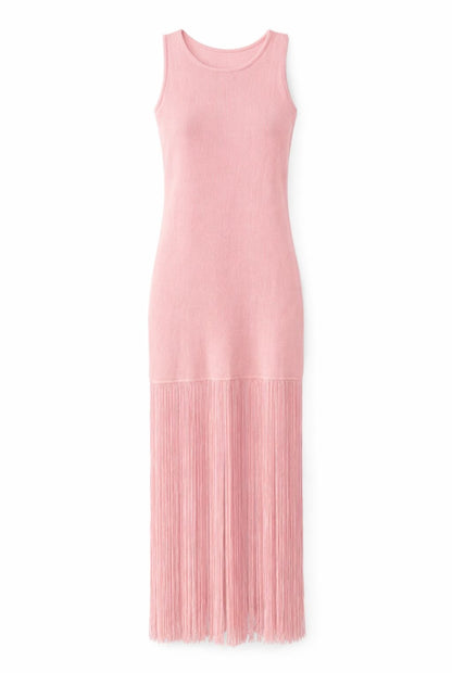 Vestido punto flecos
