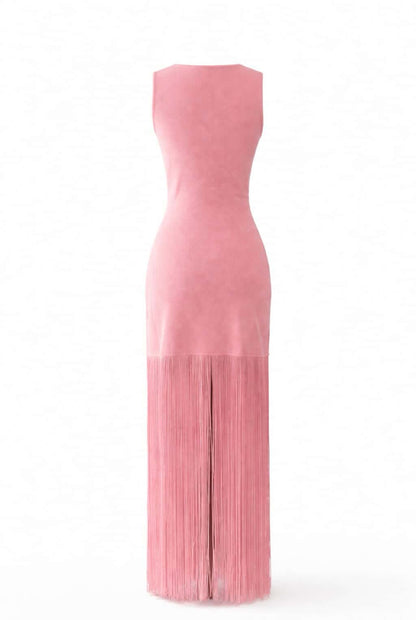 Vestido punto flecos