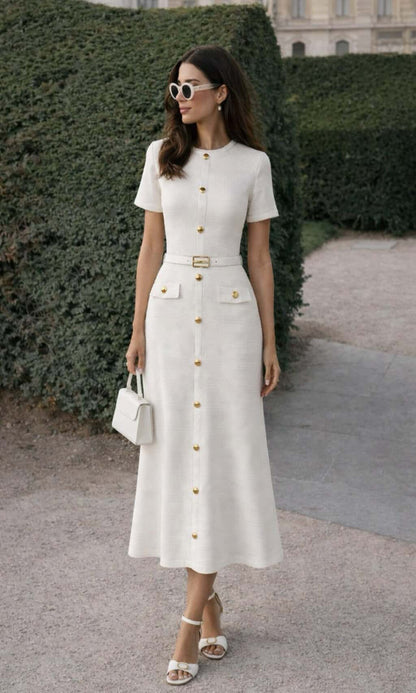 Vestido punto con cinturón
