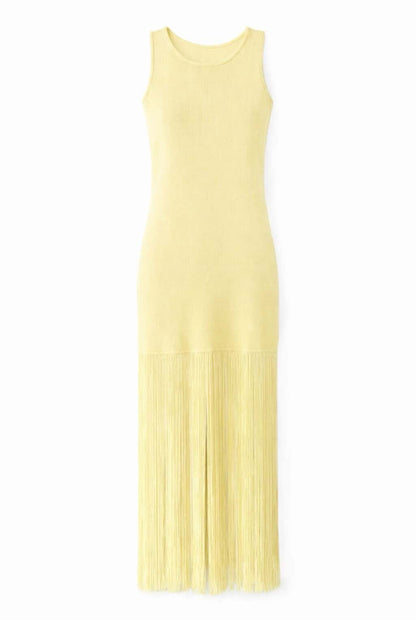 Vestido punto flecos