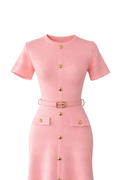 Vestido punto con cinturón